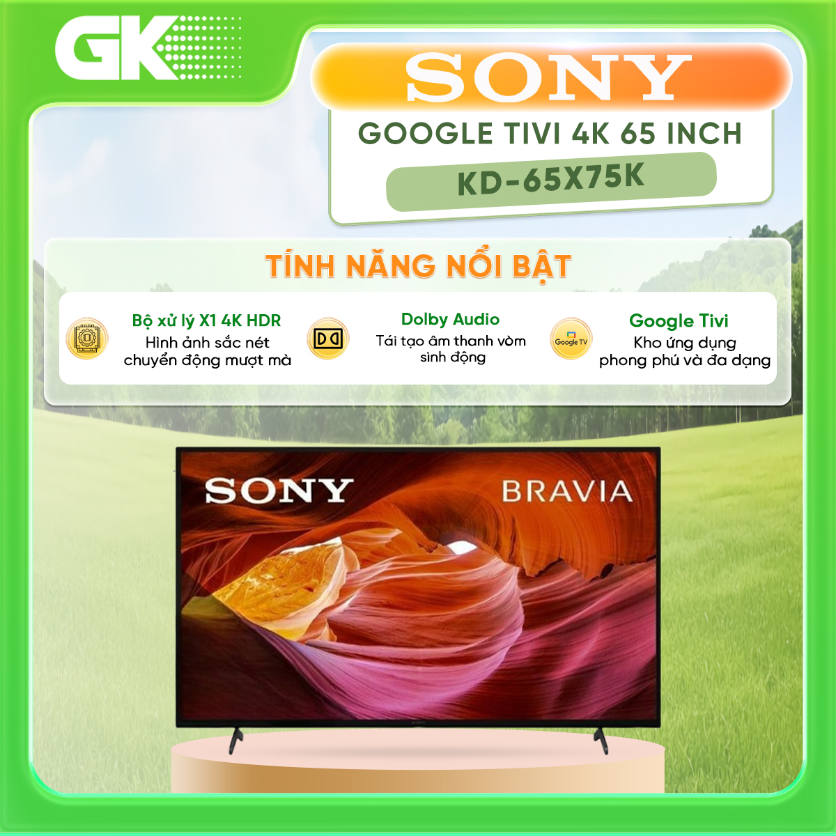 Smart Tivi 4K Sony KD-65X75K 65 inch Google TV - Hàng Chính Hãng