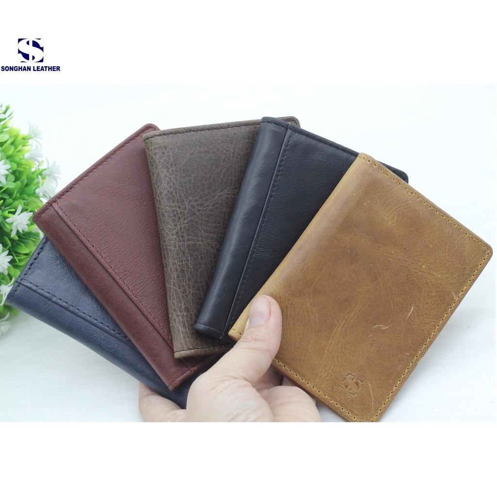 Ví Đựng Thẻ Card Holder Nam Nữ Songhan Leather WL01.Ví MiNi Da Bò Thật Cao Cấp Nhỏ Gọn Gập Đôi Nhiều Ngăn Thời Trang