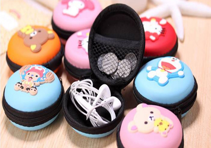 Hộp Đựng Cáp Sạc Và Tai Nghe Điện Thoại Hình Thú Cute - Loại Tròn - Màu Ngẫu Nhiên