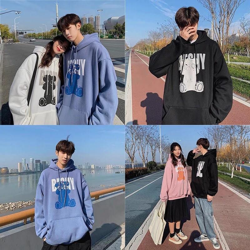 Áo Hoodie Chống Nắng FASHION In Hình Con Gấu Nón 2 Lớp Chất Liệu Thun PE Cho Nam Và Nữ Dưới 70kg