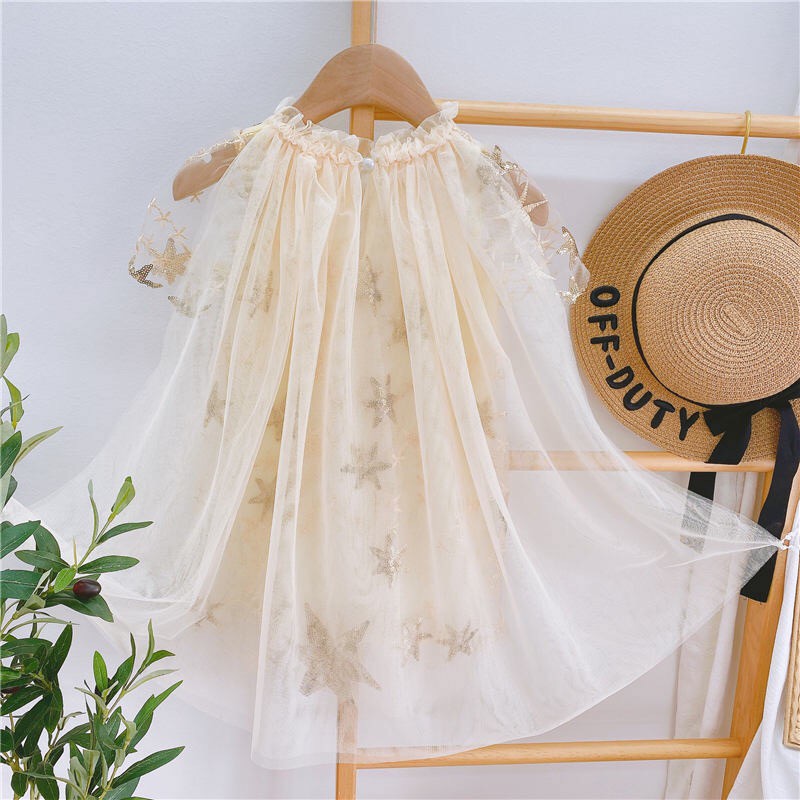 Váy đầm công chúa có tà sau Đầm bé gái voan đính cườm