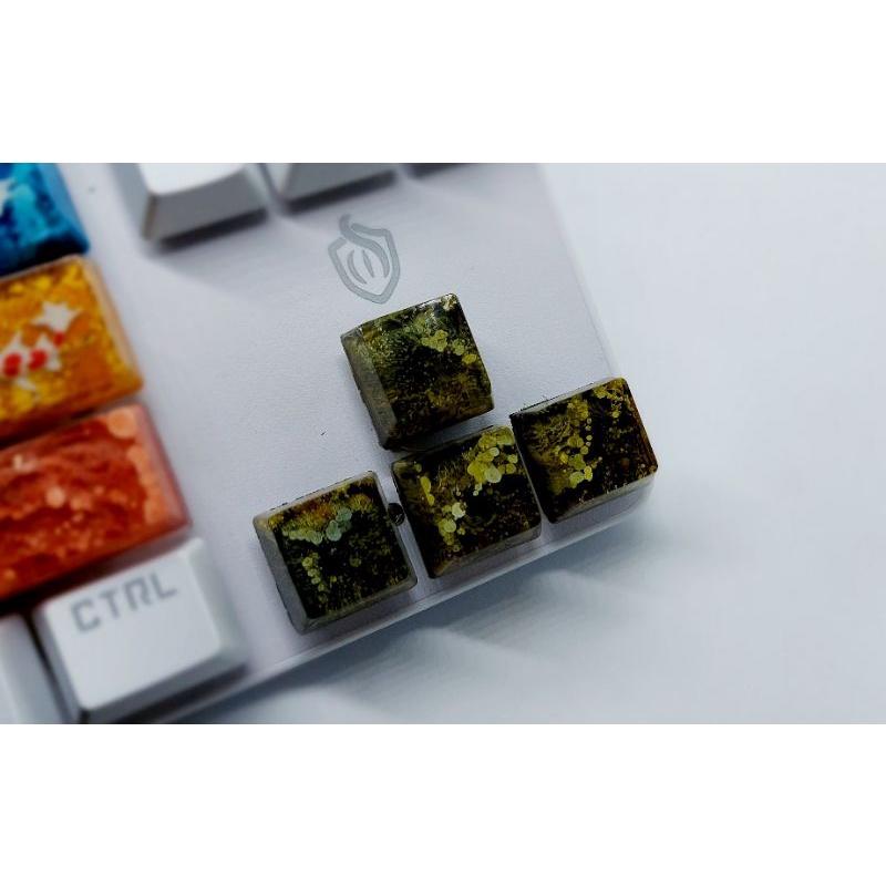 Set 4 keycap điều hướng, mũi tên tone vàng đen trang trí bàn phím cơ