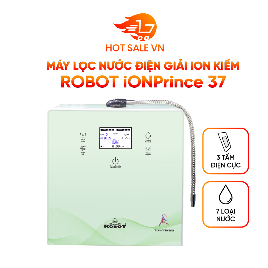 Máy Lọc Nước Điện Giải Ion Kiềm ROBOT IonPrince 37 - Hàng Chính Hãng - Xanh bạc hà