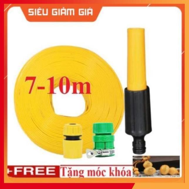 Bộ dây vòi xịt nước rửa xe, tưới cây . tăng áp 3 lần, loại 7m, 10m 206622-5 cút sập+ tặng móc khoá