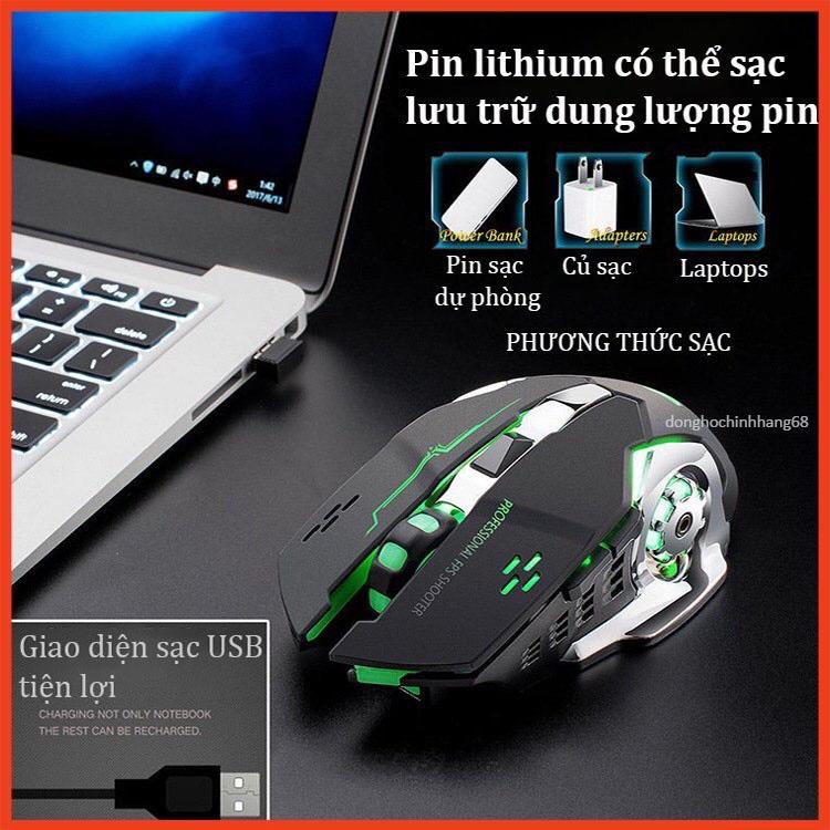 Chuột Không Dây Bluetooth Gaming Dùng Pin Sạc, Click Không Gây Tiếng Ồn Chơi Game Cực Chất Bảo Hành 12 Tháng