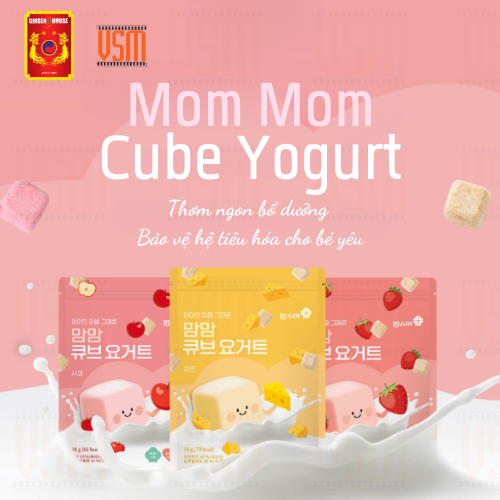 Sữa Chua Khô Vị Dâu Tây Momsmi Mommom Cube Yogurt Strawberry - Gói 16g