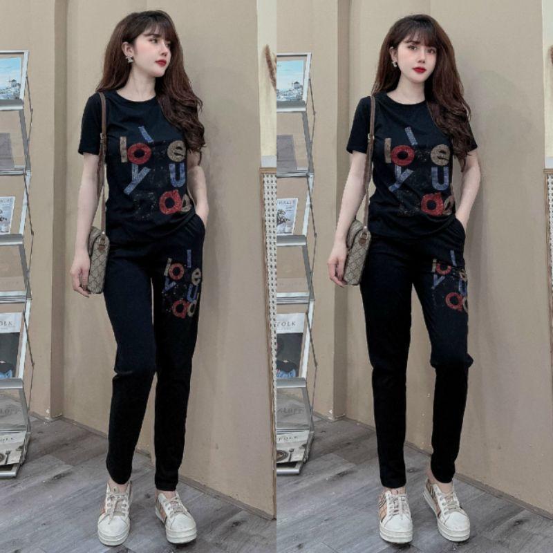 Đồ bộ nữ ép đá chữ thời trang mẫu mới siêu hot