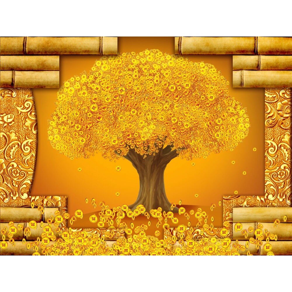 (HCM)TRANH DÁN TƯỜNG 3D CÂY TÀI LỘC  PHÚ QUÝ 12 TRANG TRÍ PHÒNG KHÁCH CÓ SẴN KEO