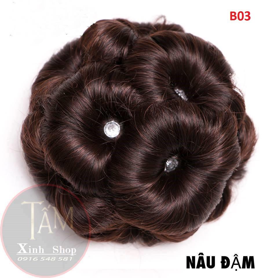 Búi tóc giả đẹp thời trang trung niên : BÚI HOA ĐÍNH ĐÁ