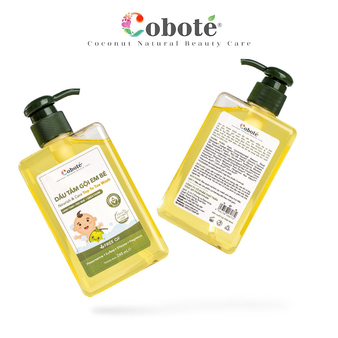 Dầu Tắm Gội Em Bé Coboté - Nourish & Care Top To Toe Wash 280ml