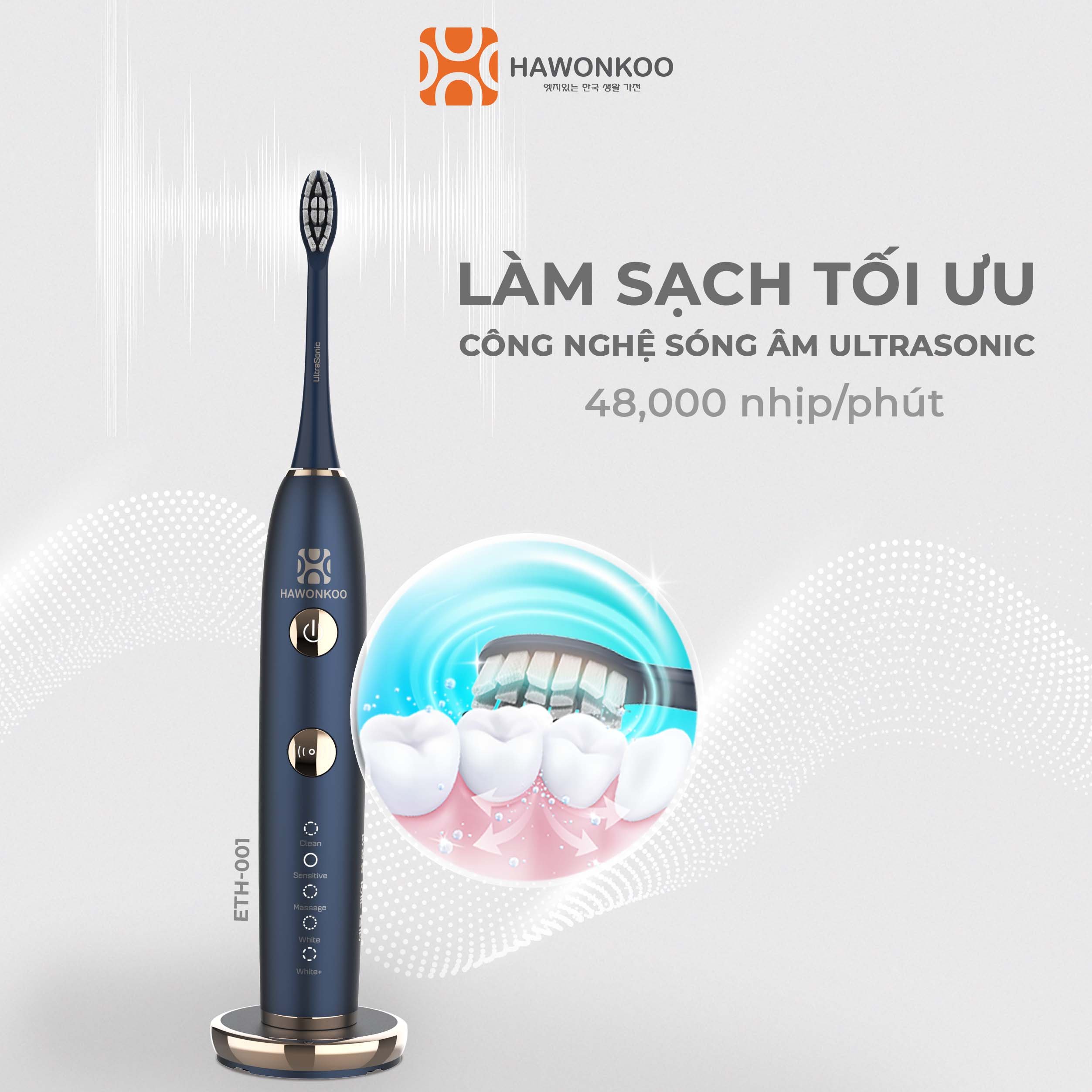 Combo Tăm Nước WFH-001 + Bàn Chải Điện ETH-001 HAWONKOO Hàng Chính Hãng - Thương Hiệu Hàn Quốc