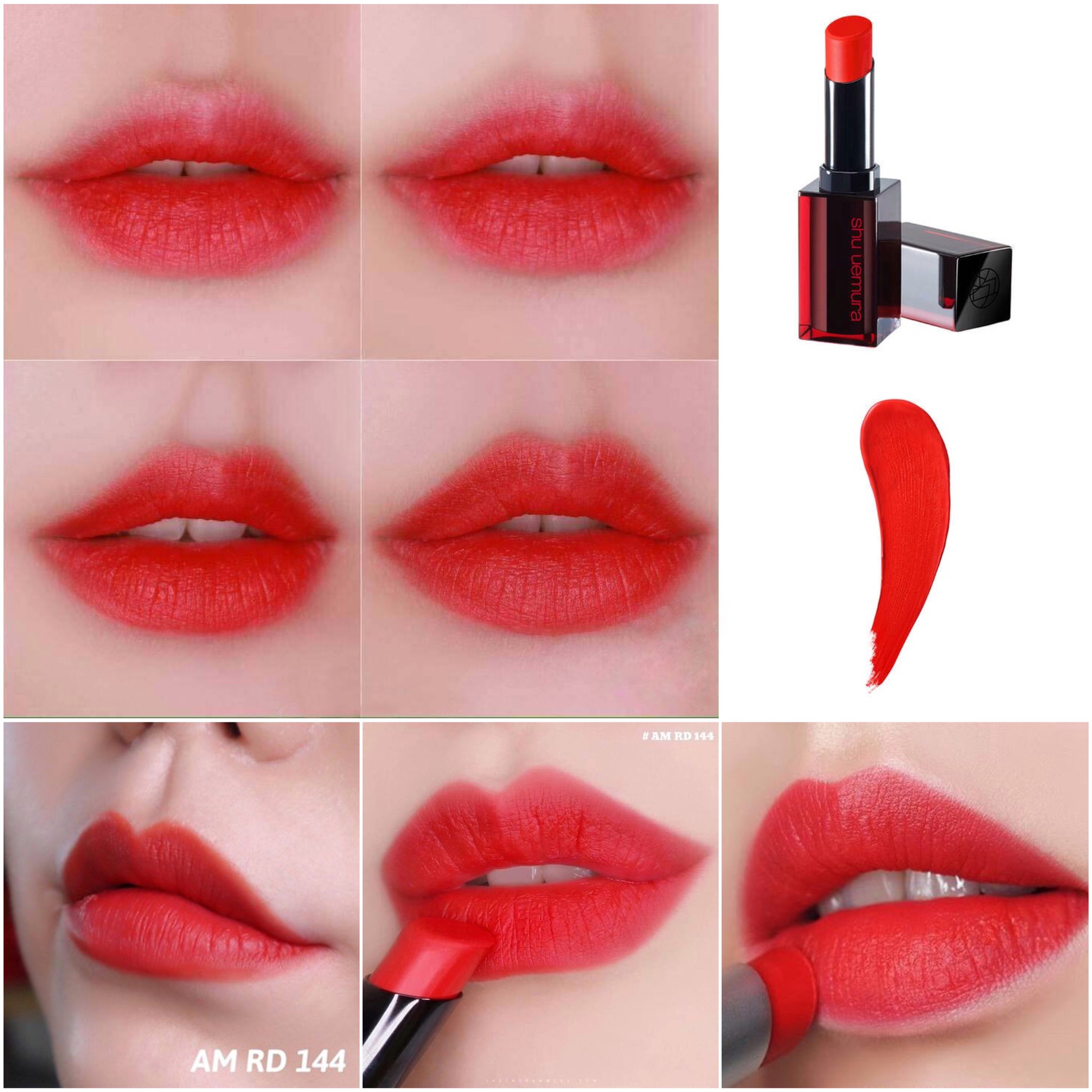 Son Shu Uemura Rouge Unlimited Amplified Matte AM RD 144 Màu Đỏ Tươi Ánh Cam (Chất Son Lì Có Dưỡng)