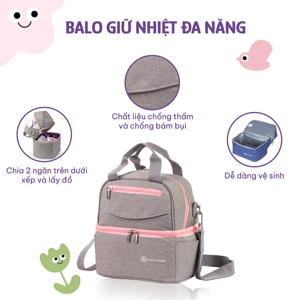 Combo Balo Bảo Quản Sữa Mẹ Mama’s Choice, Trọn Bộ Giữ Nhiệt Bình Sữa Đa Năng, Đựng Đồ Cho Mẹ Bé, Giữ Lạnh Lên Tới 14 Giờ