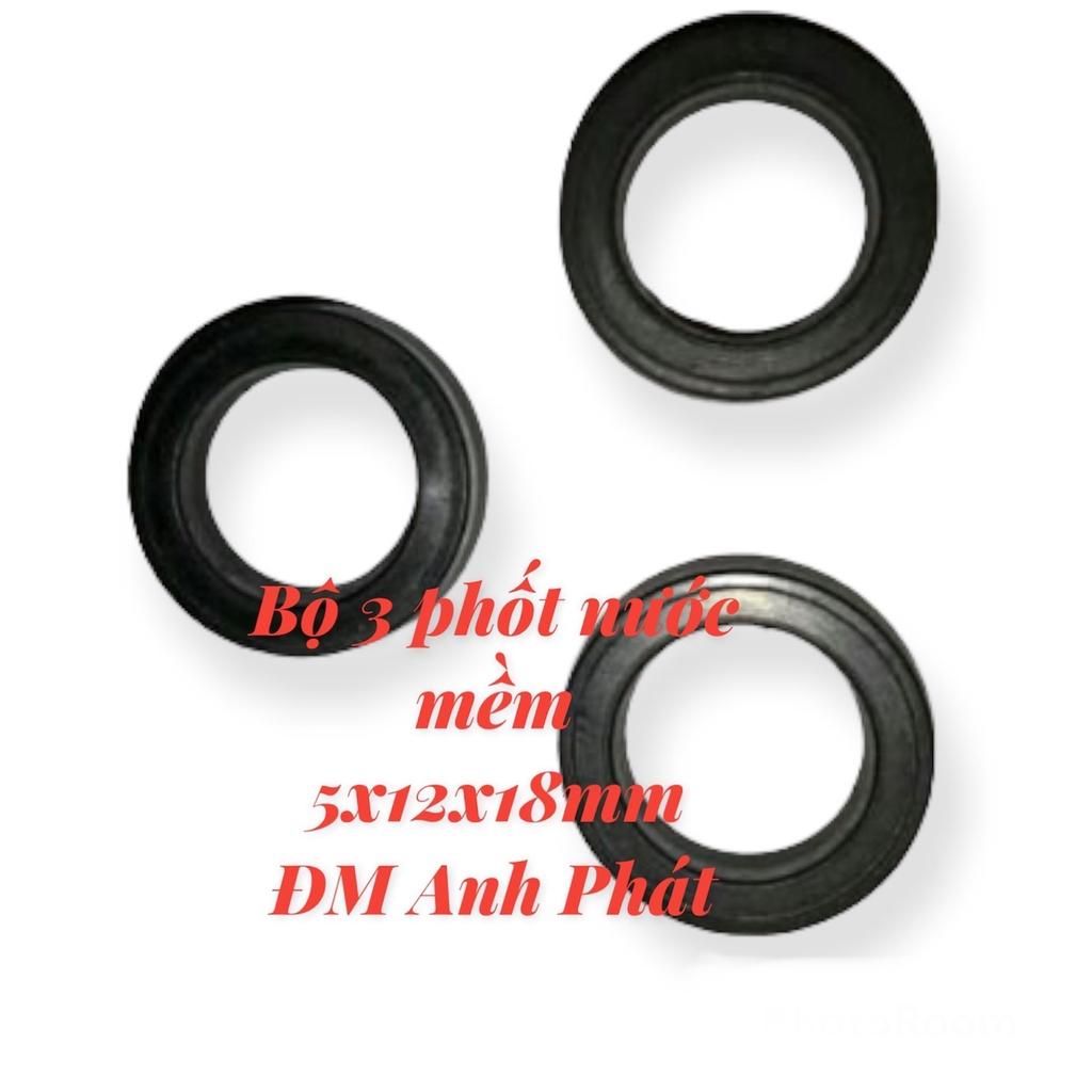 [Freeship]Bộ 3 phốt nước mềm loại 5x12x18mm máy xịt rửa xe áp lực , PHOTNUOC1218N