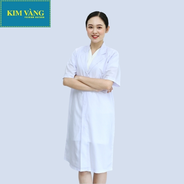 [KIM VÀNG] Áo Blouse bác sĩ, áo dược sĩ, đồng phục bệnh viện tay ngắn chất liệu Kaki thun - Mẫu 08