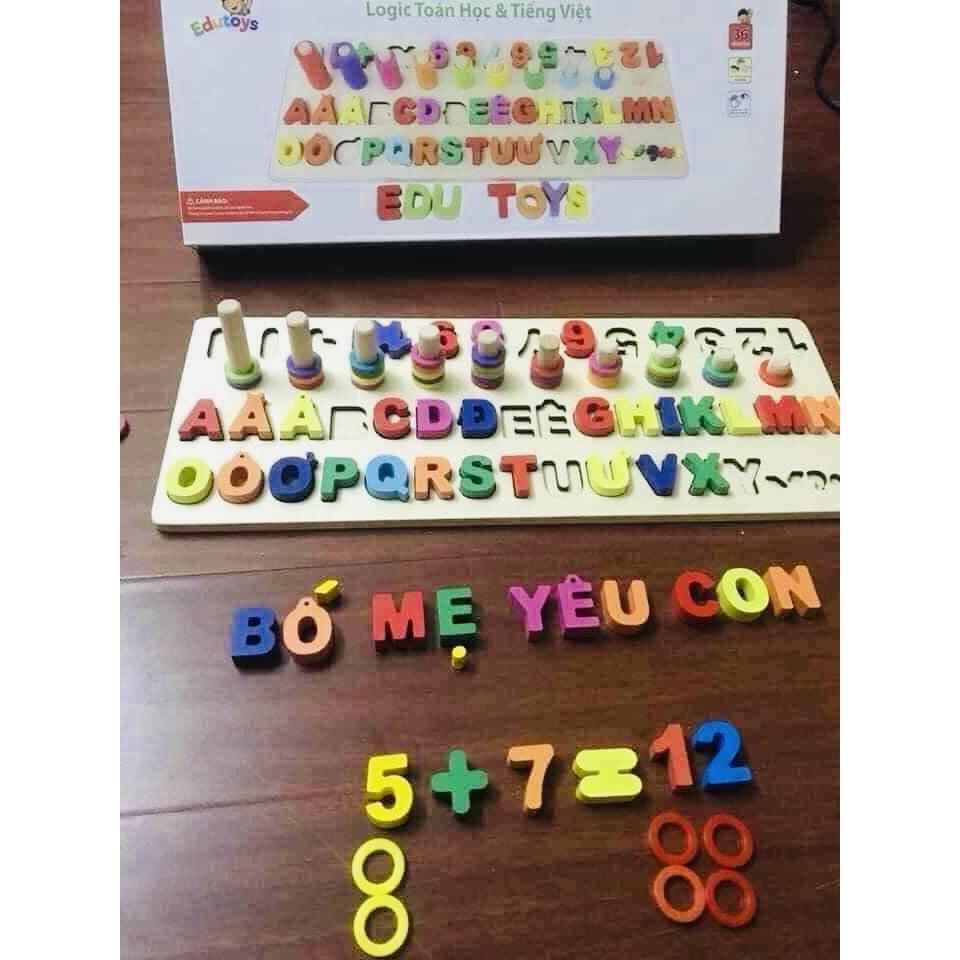 Bảng chữ cái và số bằng gỗ tiếng Việt đồ chơi an toàn giáo dục cho bé