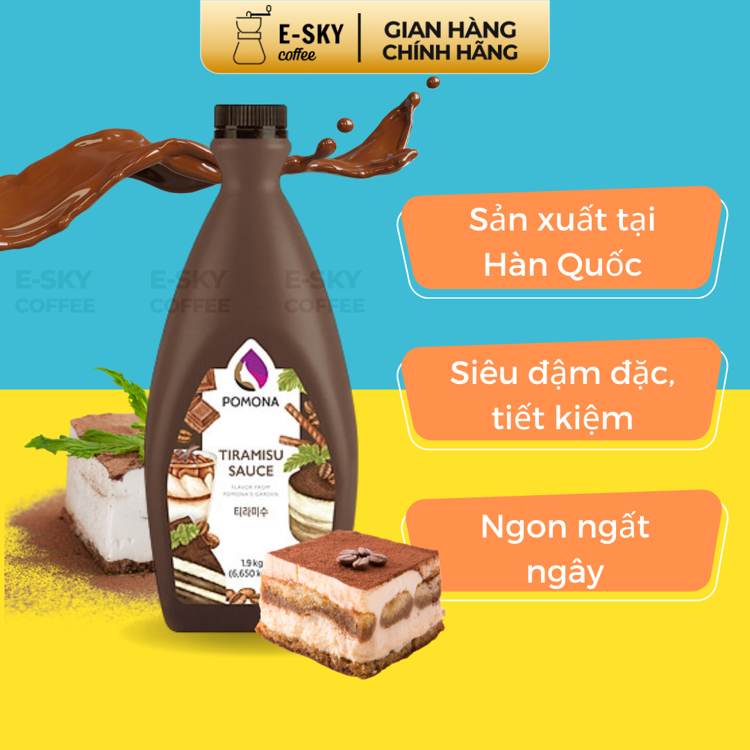 Sốt Tiramisu Pomona Tiramisu Sauce Nguyên Liệu Pha Chế Cà Phê Trà Sữa Hàn Quốc Chai 1.9kg