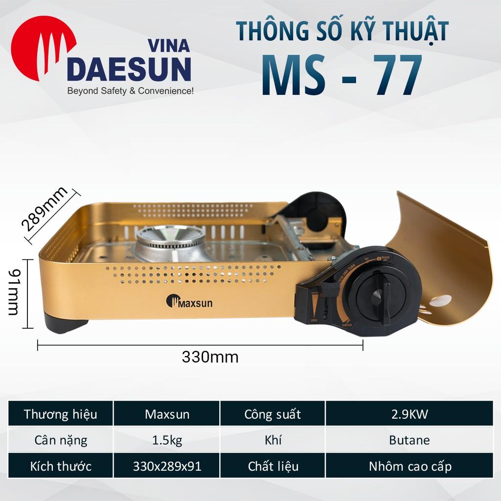 Bếp Ga Mini Cao Cấp Maxsun MS-77 - Công Suất 2900W | Hai Vòng Chắn Gió | Nhôm Nhẹ - Inox Chống Rỉ | Hàng Chính Hãng