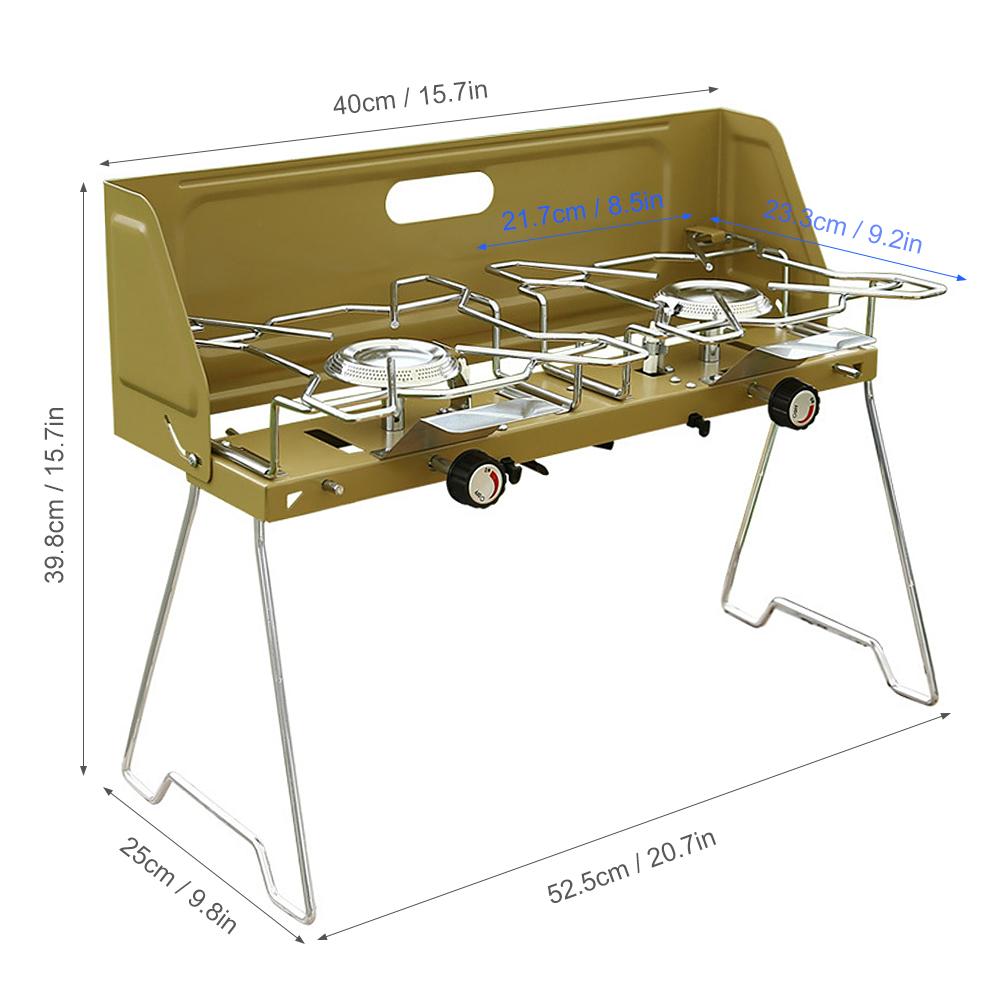 2000W High Power Camping Stove Outdoor Windproof Folding Camping Gas Stove with 2 Burners