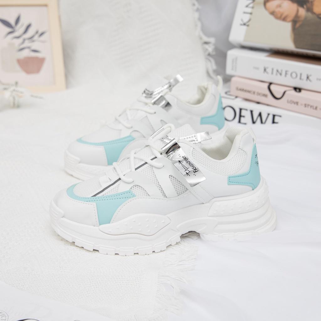 Giày Thể Thao Nữ Thời trang MWC giày sneaker da phối lưới đế cao phối màu cá tính siêu HOT NUTT- 0579