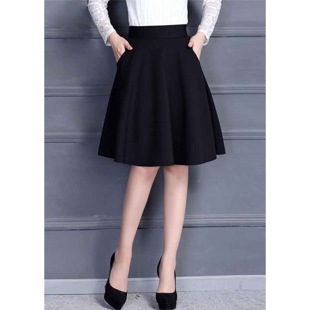 Chân Váy Xòe đến Đầu Gối có phối túi 2 bên hông