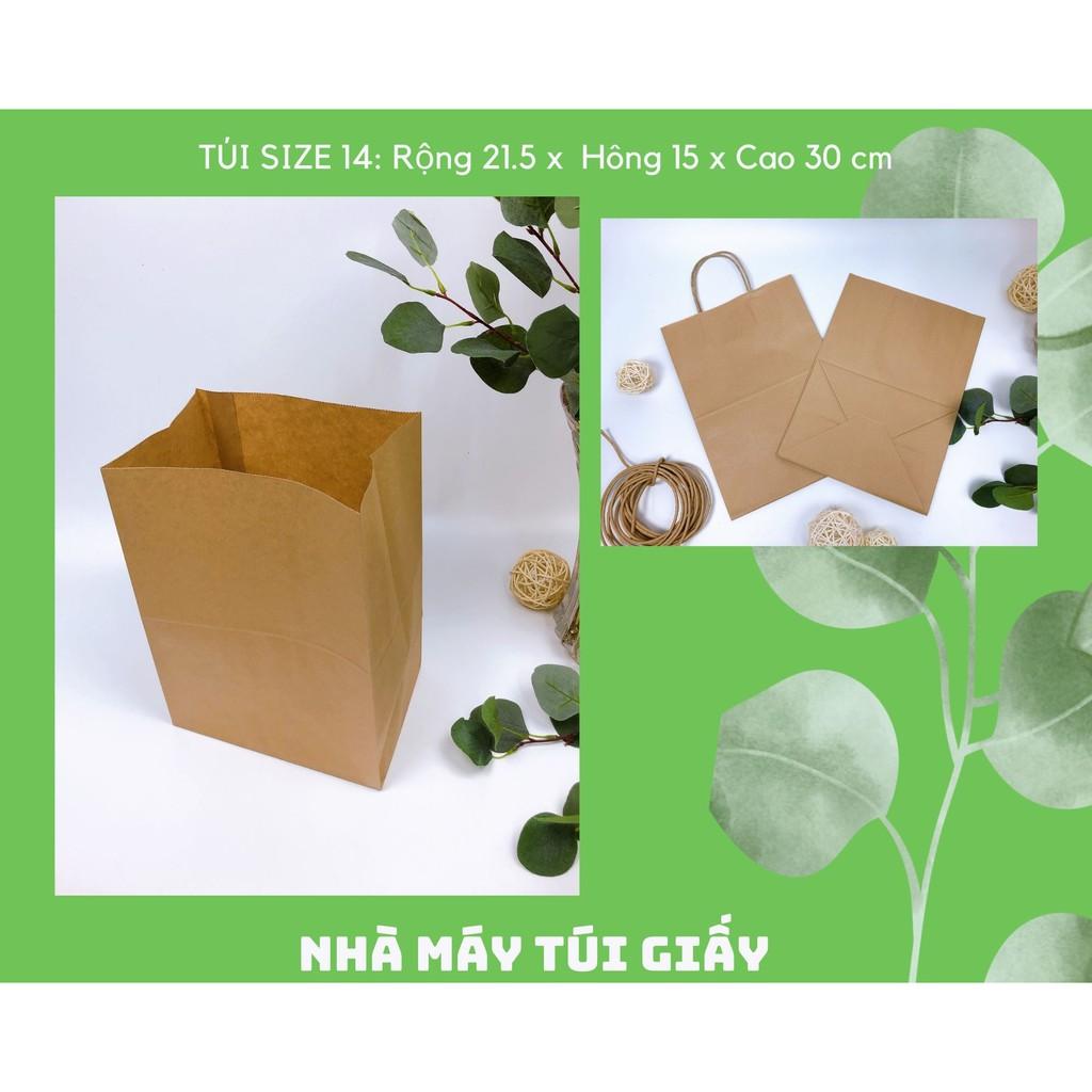 100 CHIẾC TÚI GIẤY KRAFT SIZE 14: 21.5x15x30 KHÔNG QUAI ( ẢNH THẬT SHOP TỰ CHỤP)