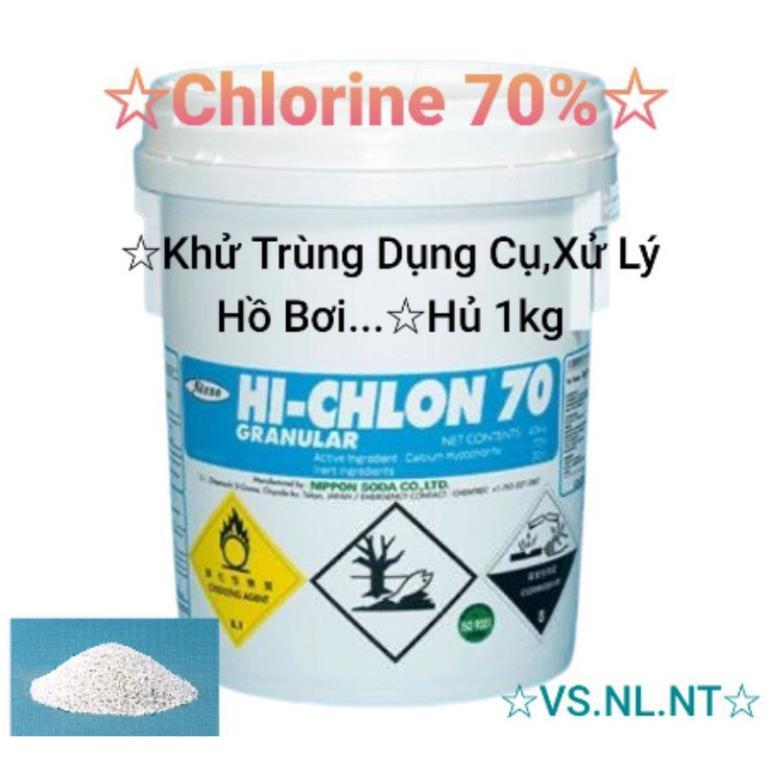 1kg-Hóa Chất Xử Lý Nước ,Hồ Bơi,Khử Trùng Dụng Cụ CHLORINE 70%#Hủ 1kg .