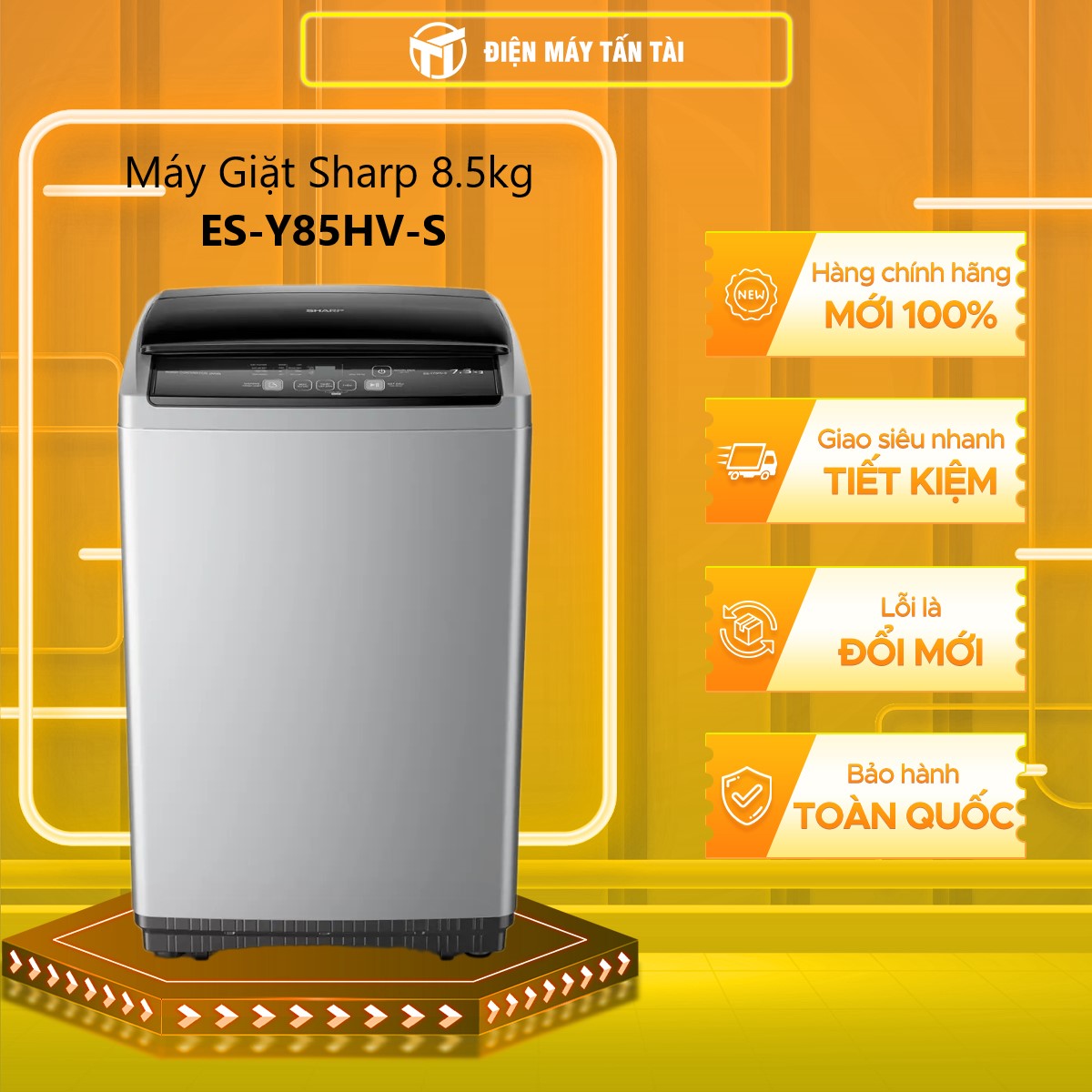 Máy giặt Sharp 8.5kg ES-Y85HV-S - Hàng chính hãng (chỉ giao HCM)