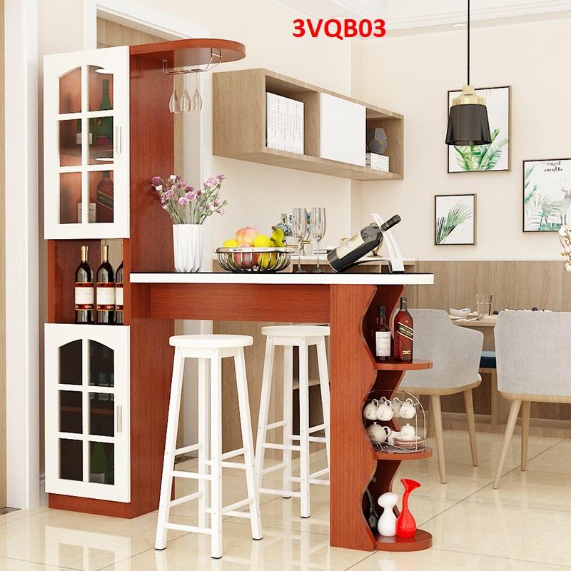 Quầy bar mini, quầy bar kiêm vách ngăn phòng khách nhà bếp 3VQB03