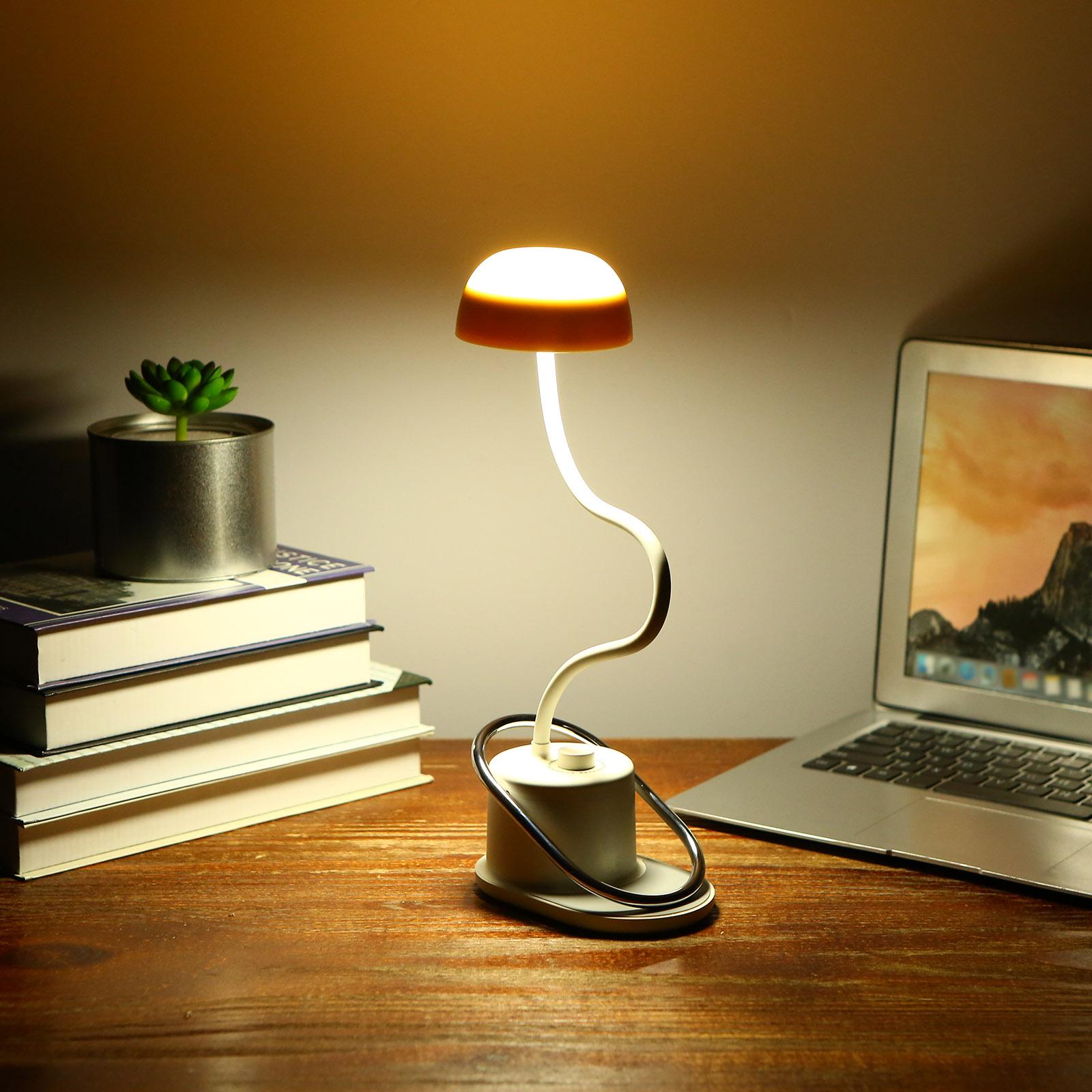 Đèn Led để bàn có cổng sạc USB dùng để để đọc sách hoặc đèn ngủ có cổ ngỗng điều chỉnh và 3 chế độ phát sáng