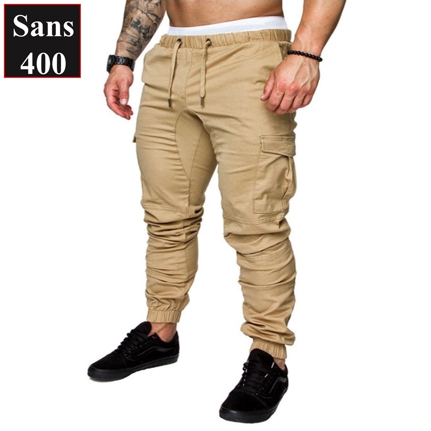 Hình ảnh Quần jogger kaki nam túi hộp Sans400 thoáng mát thể thao cạp chun bo gấu dài big size bigsize 3xl 4xl 5xl đen xám xanh