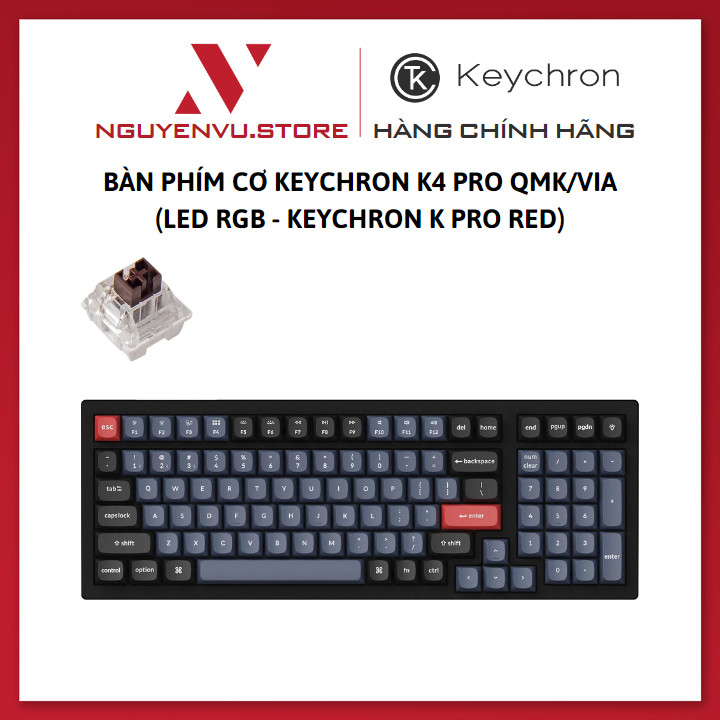 Bàn phím cơ không dây Keychron K4 Pro QMK/VIA (Led RGB - Hotswap) - Hàng Chính Hãng