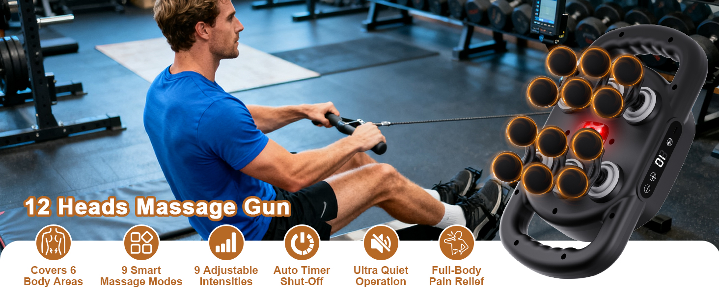 [Tặng củ sạc + cáp sạc] Máy Massage Toàn Thân Cầm Tay 12 Đầu, Máy Mát Xa Đấm Lưng 12 Đầu GDV - Hàng Chính Hãng