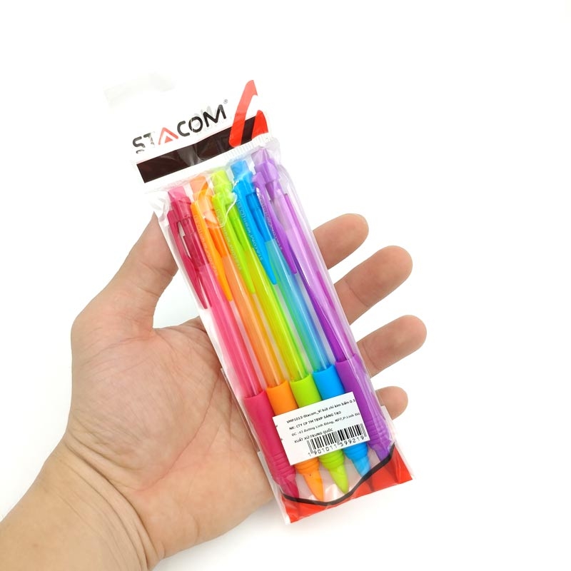Vỉ Bút Chì Kim Bấm Stacom 0.5mm Nhiều Màu VMP1015