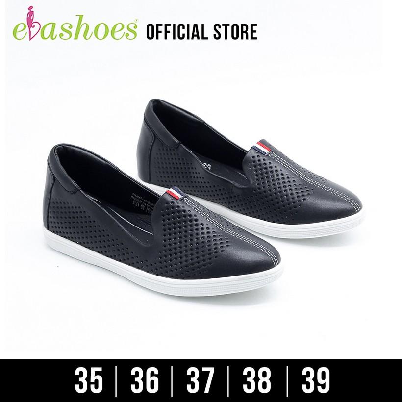 Giày Slipon Đế Độn 3cm Da Tổng Hợp Evashoes - Eva1382(Màu Đen, Trắng