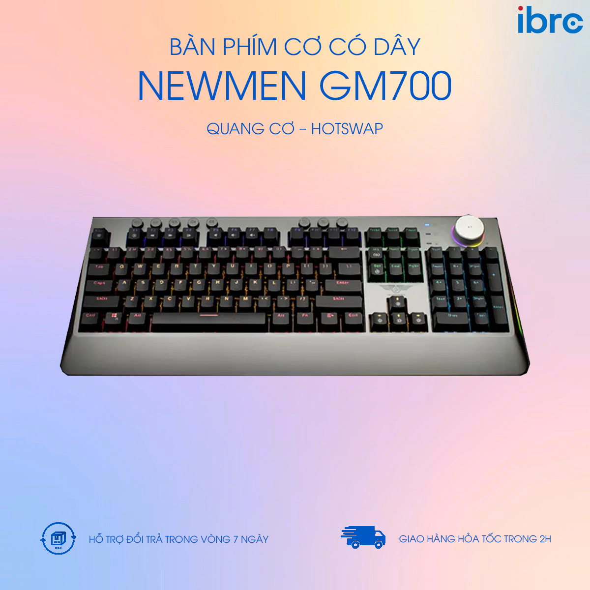 Bàn phím cơ có dây Newmen GM700 – Quang cơ – Hotswap -Hàng chính hãng