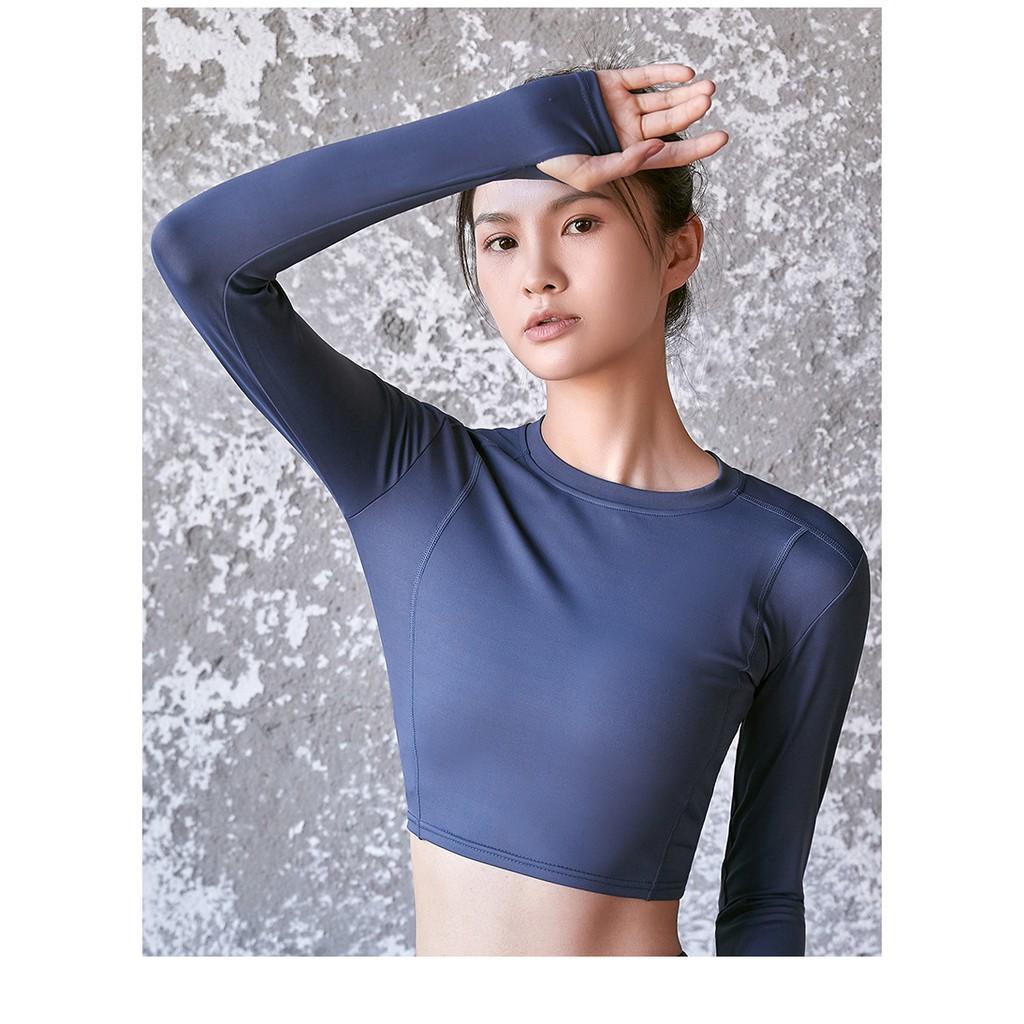 Áo Croptop thể thao dài tay áo tập Gym Yoga dài tay