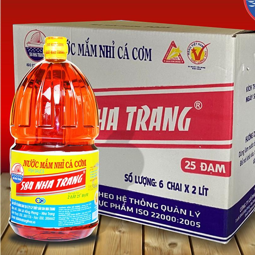 Thùng 6 chai 2L Nước mắm Truyền Thống, 584 Nha Trang 25 độ đạm