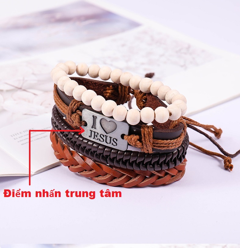 Combo vòng đeo tay Phong cách Euro Vintage, chủ đề Tình yêu thiên chúa, cá tính và nổi bật.