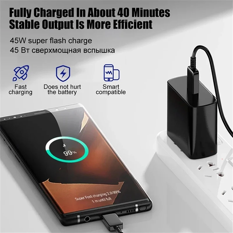 Bộ sạc siêu nhanh type C 45W gồm đầu sạc và cáp cho điện thoại SAMSUNG Galaxy S21 S22 S23 S24 máy tính bảng - miếng lót chuột