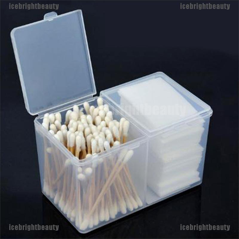 ICEB Twin Well Empty Grids Portable Storage Case Wipe Pads Cotton Swab Container