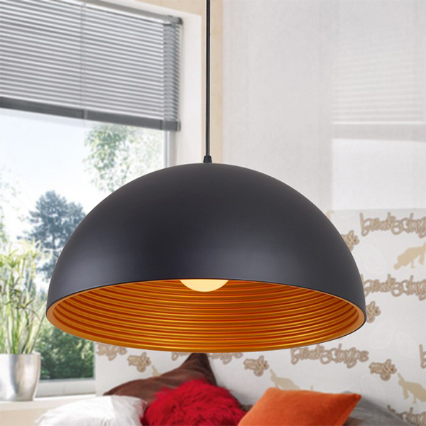 Đèn thả trang trí bàn ăn, nội thất mũ cối lòng vàng - Tặng kèm bóng LED