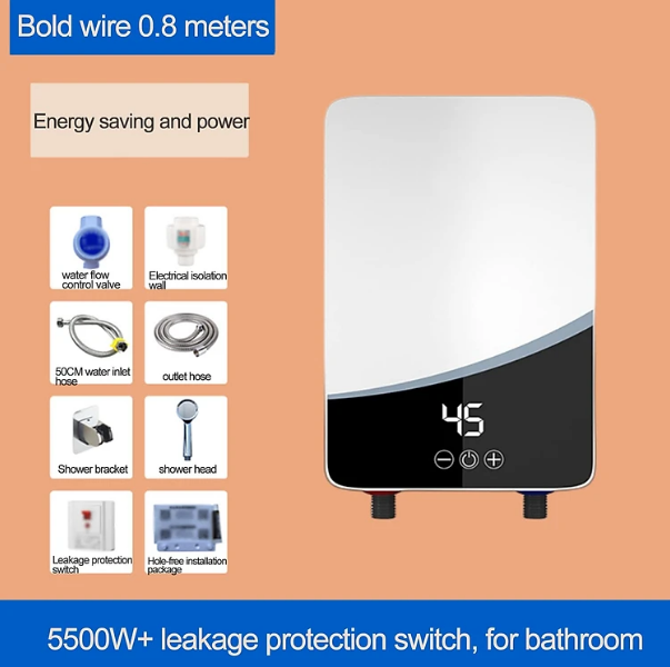 Cao cấp - Máy Nước Nóng Trực Tiếp dùng Sen Cây Tắm IHomie Euro cao cấp 5500w