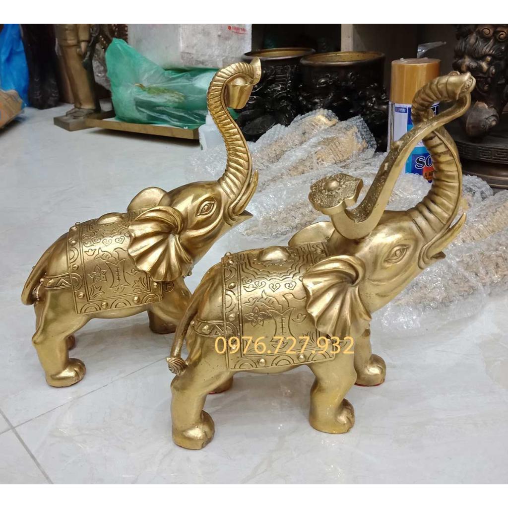 Đôi voi phong thủy bằng đồng, tượng voi đồng cỡ to