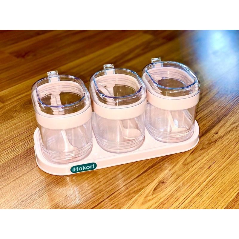 BỘ 3 LỌ ĐỰNG GIA VỊ HOKORI - HT