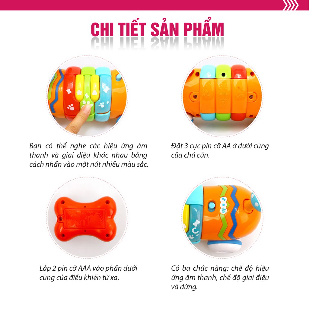 Xe ô tô đồ chơi thông minh điều khiển từ xa Winfun 1142 cho bé hình cún con cầu vồng có phát nhạc