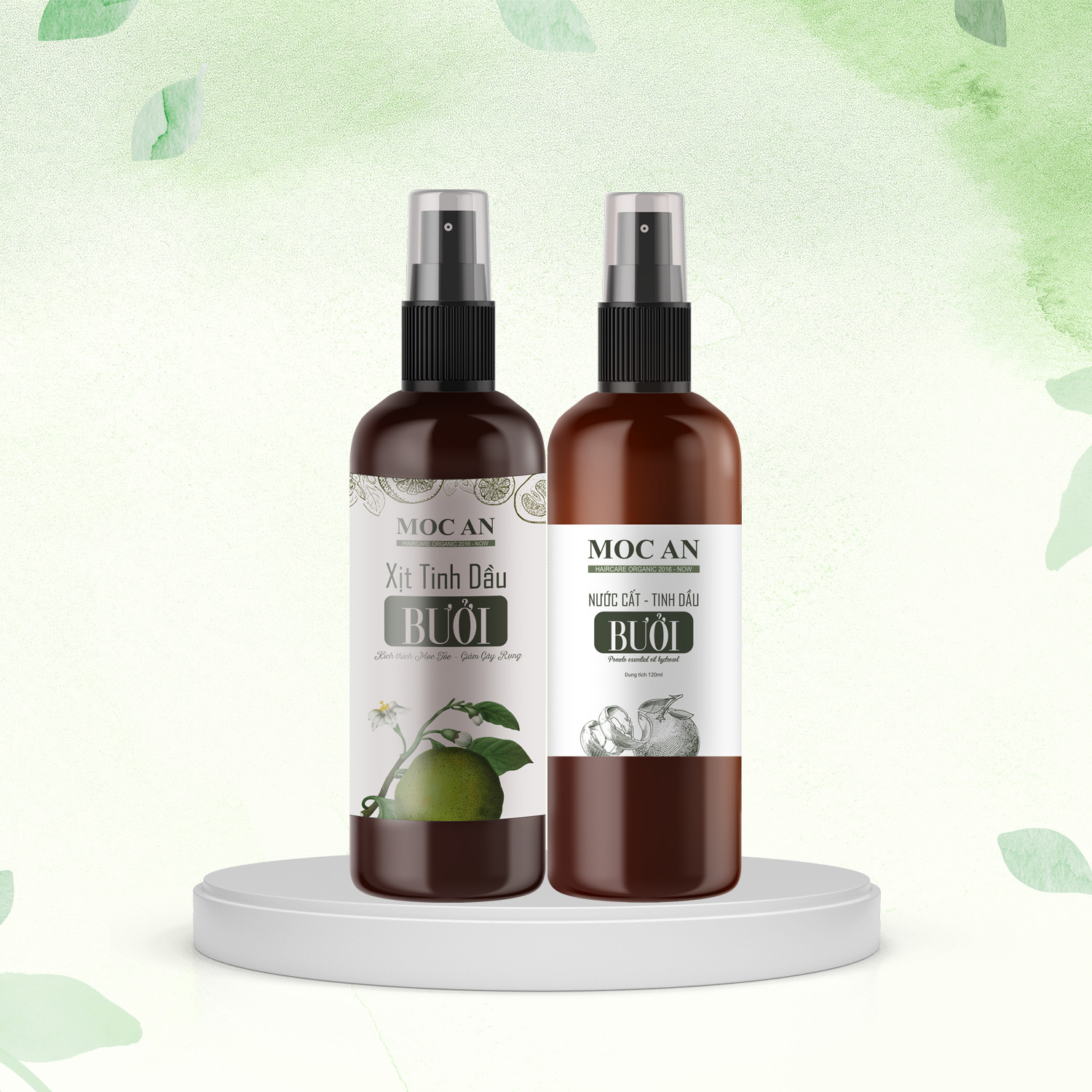 Combo Xịt Tinh Dầu Vỏ Bưởi Da Xanh + Nước Chưng Cất Tinh Dầu Vỏ Bưởi Xanh Mộc Ân Haircare