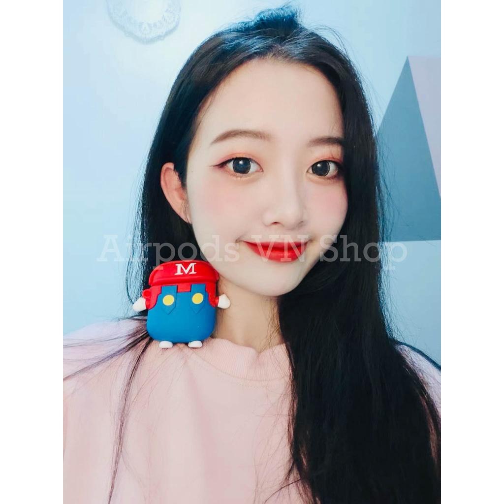 Bao Case Ốp dành cho Airpods 1/2 & Airpods Pro Mario đội nón kute silicon cao cấp