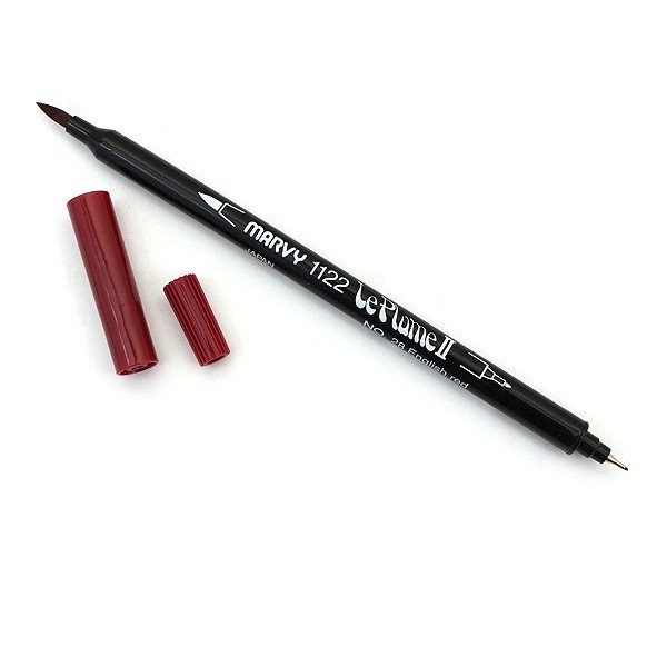 Bút lông hai đầu màu nước Marvy LePlume II 1122 - Brush/ Extra fine tip - English Red (28)