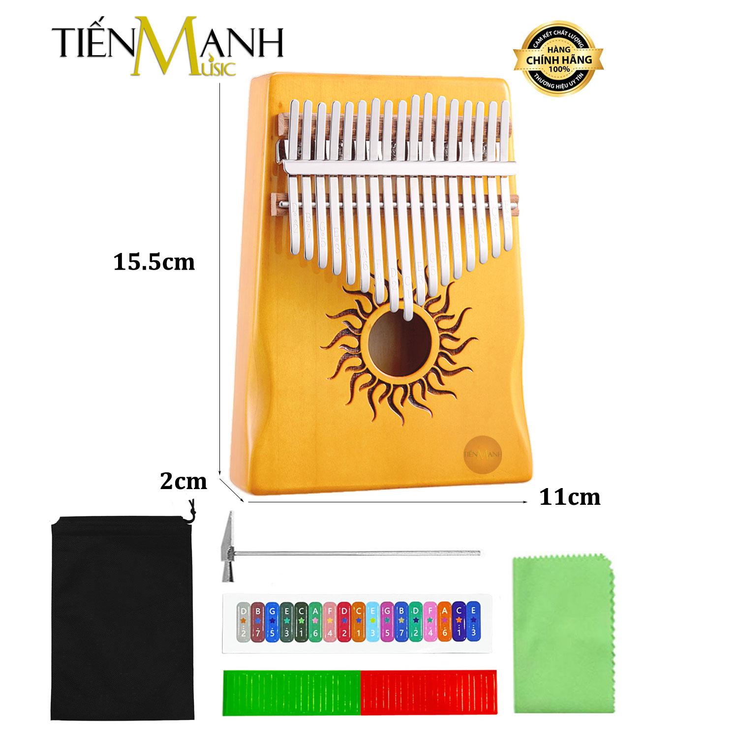 Đàn Kalimba 17 Phím Hluru KHS17 Poplar, Yellow, Brown - Nhạc Cụ Tiến Mạnh Music Hàng Chính Hãng - KHS17-Yellow